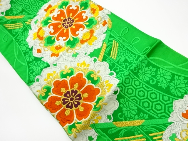 リサイクル　華紋に几帳模様織出し袋帯